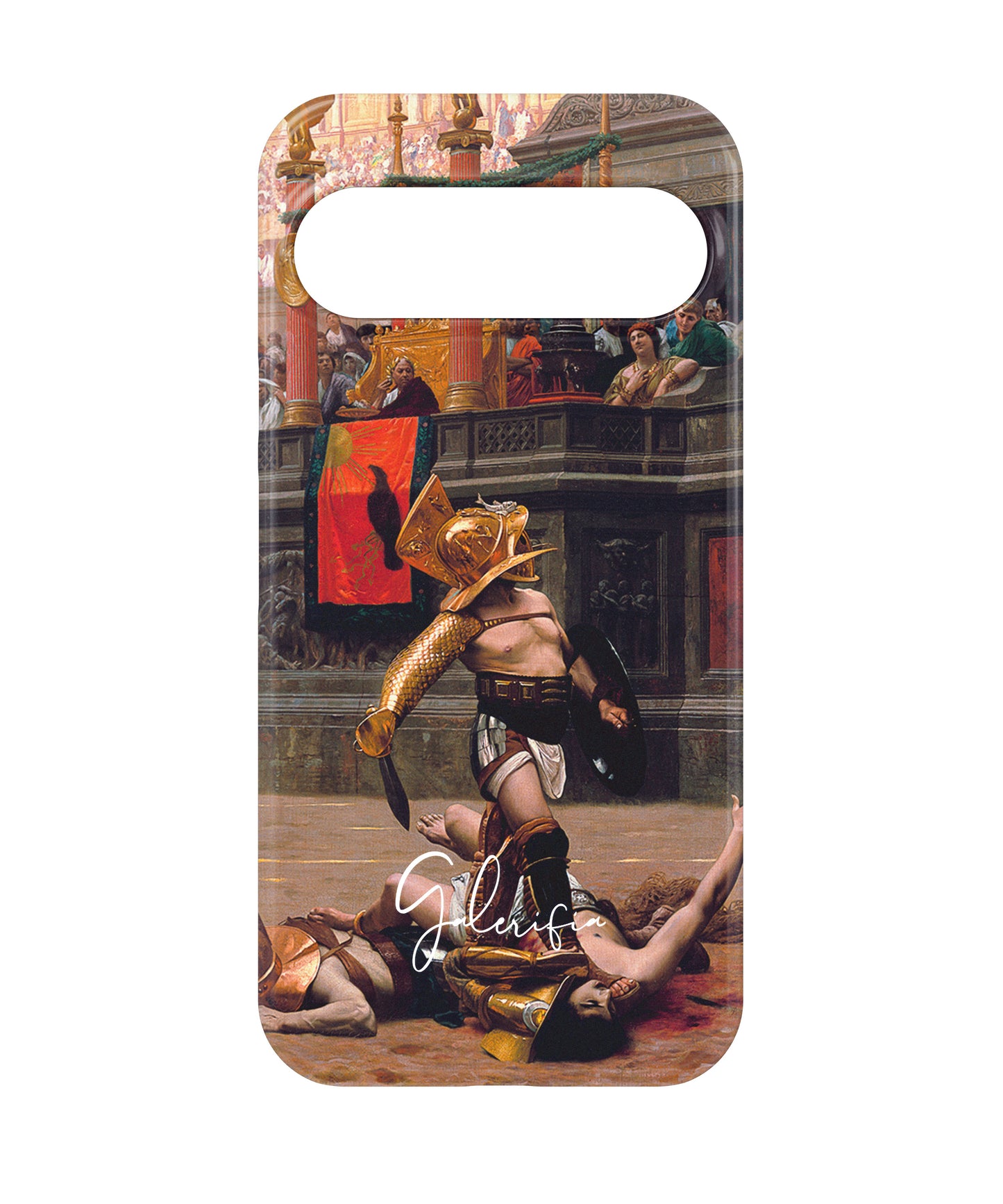 Close-up camera cutout view of Pollice Verso by Jean-Léon Gérôme Google Pixel phone case