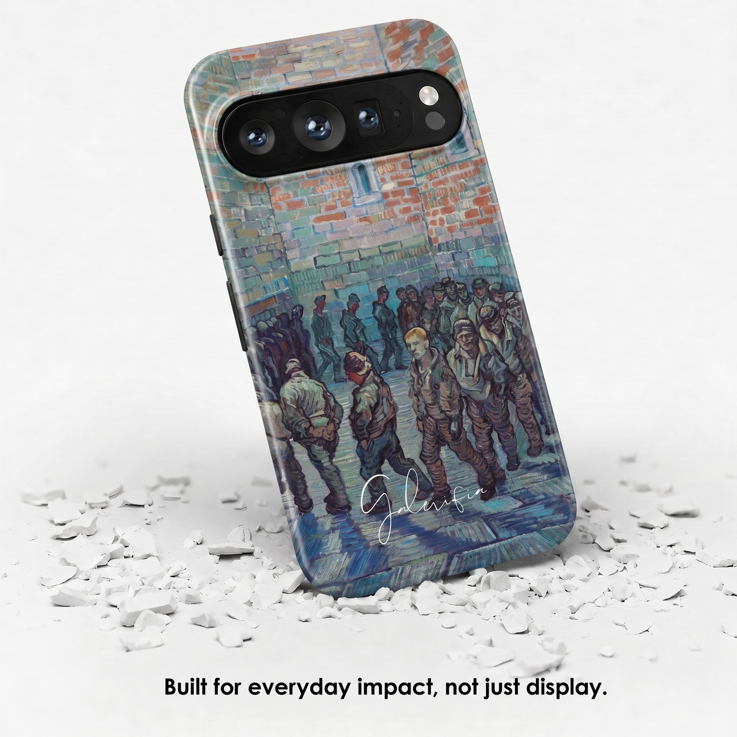 Angled view of Prisoners Exercising by Vincent van Gogh tough Google Pixel case