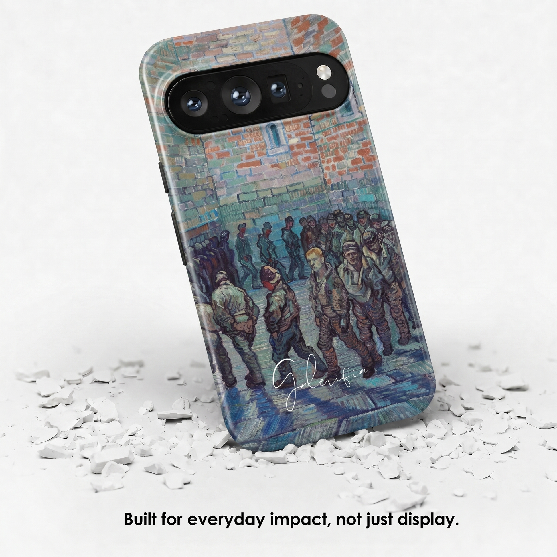 Angled view of Prisoners Exercising by Vincent van Gogh tough Google Pixel case