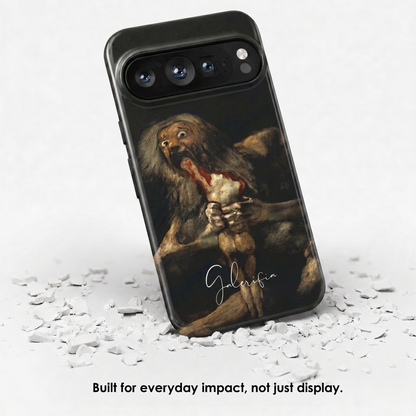 Angled view of Saturn Devouring His Son by Francisco Goya tough Google Pixel case