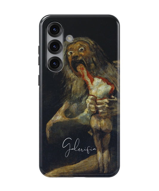 Close-up camera cutout view of Saturn Devouring His Son by Francisco Goya Samsung Galaxy phone case