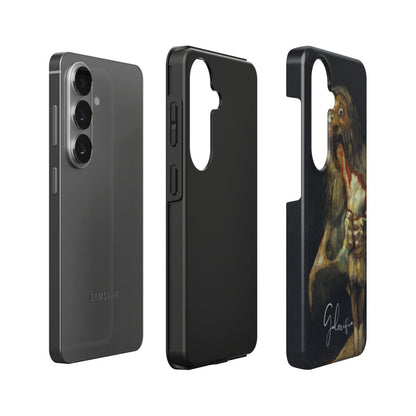 Exploded view of tough Samsung Galaxy case featuring Saturn Devouring His Son by Francisco Goya artwork