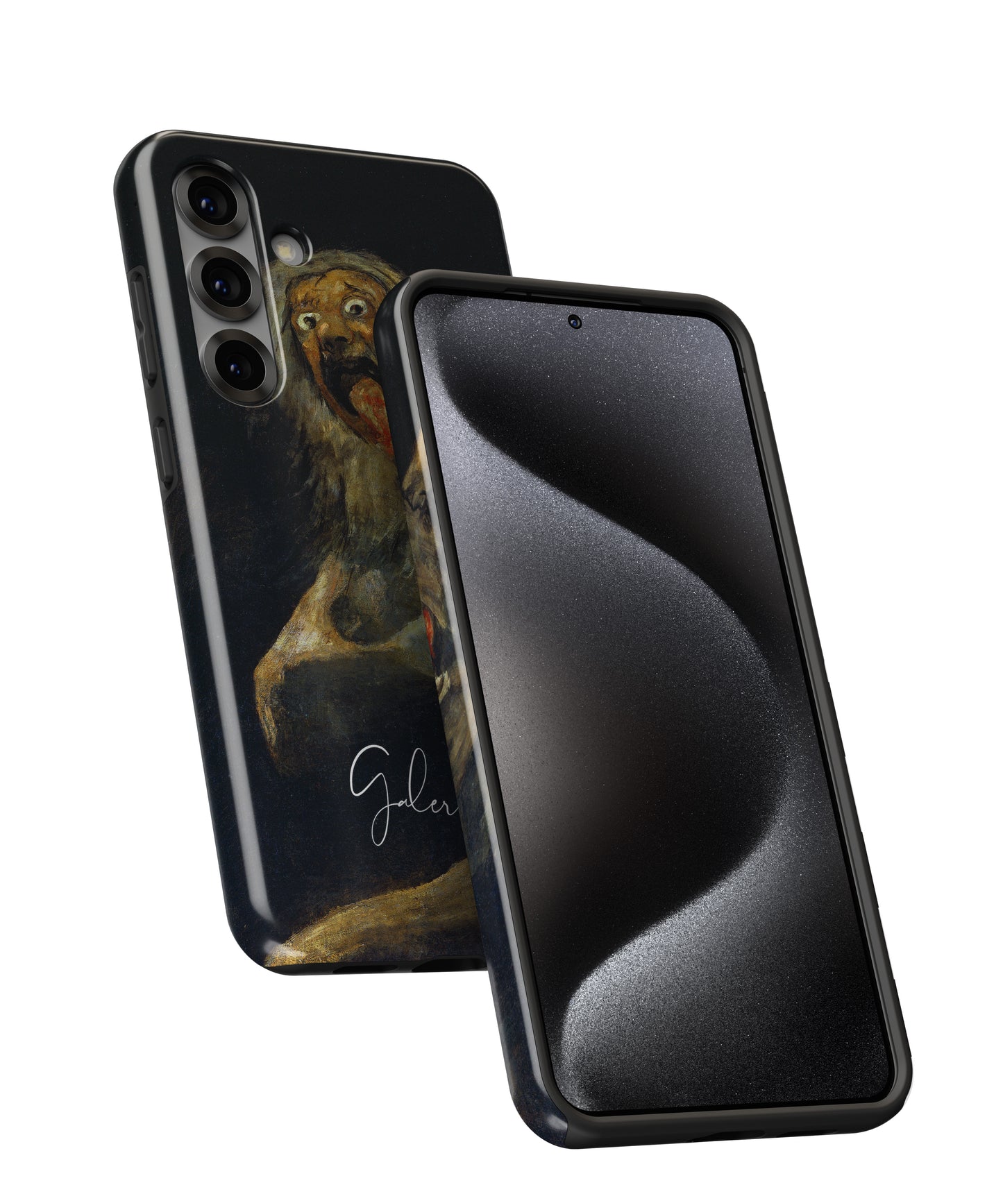 Saturn Devouring His Son by Francisco Goya printed on a tough Samsung Galaxy phone case front and back view