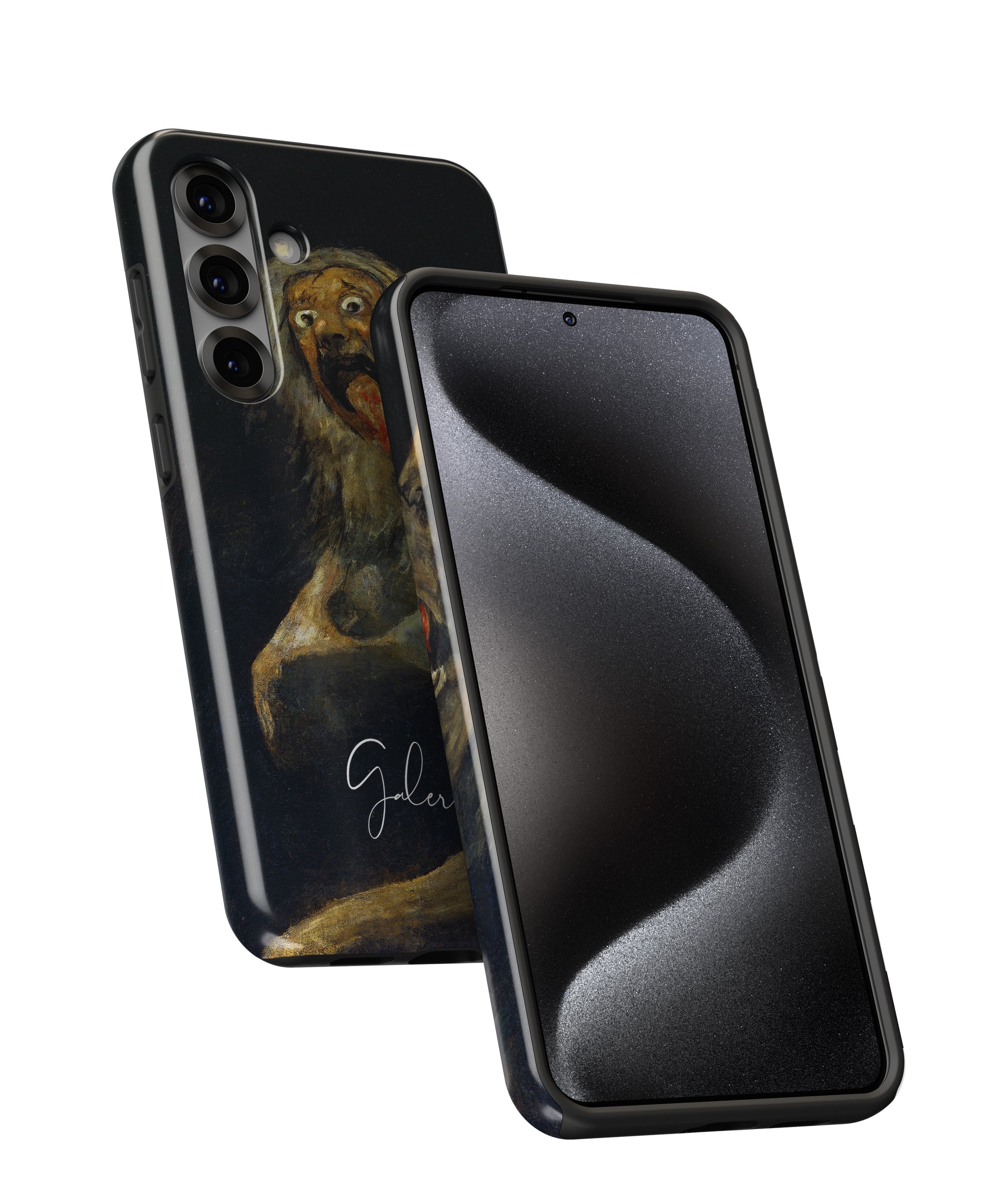 Saturn Devouring His Son by Francisco Goya printed on a tough Samsung Galaxy phone case front and back view