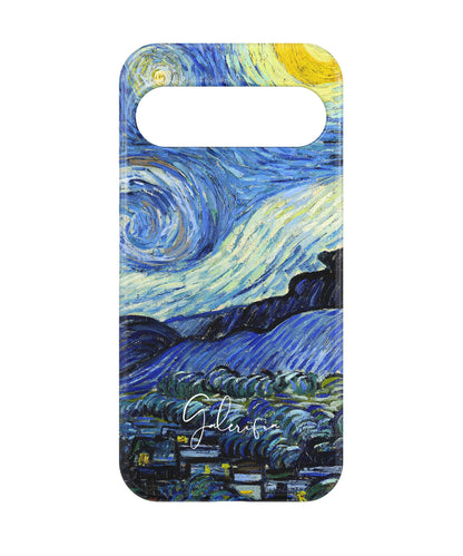 Close-up camera cutout view of Starry Night by Vincent van Gogh Google Pixel phone case