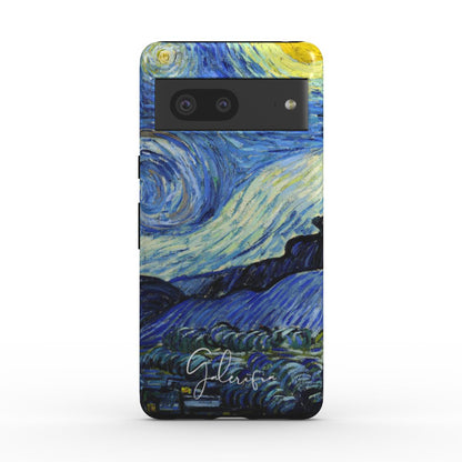 Back view of Starry Night by Vincent van Gogh printed on a Google Pixel case