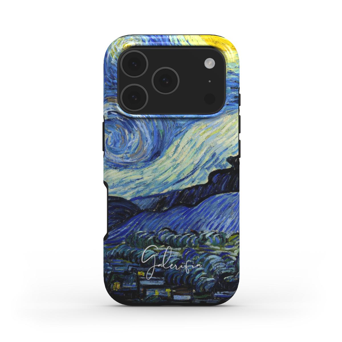 Back view of Starry Night by Vincent van Gogh printed on an iPhone case