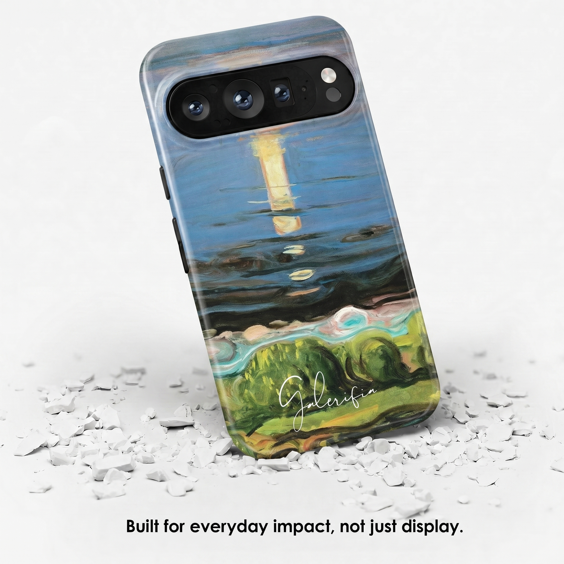 Angled view of Summer Night on the Beach by Edvard Munch tough Google Pixel case