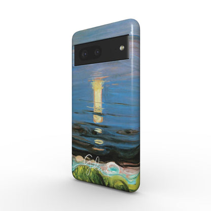 Side profile of Summer Night on the Beach Edvard Munch Google Pixel case showing slim protective edges