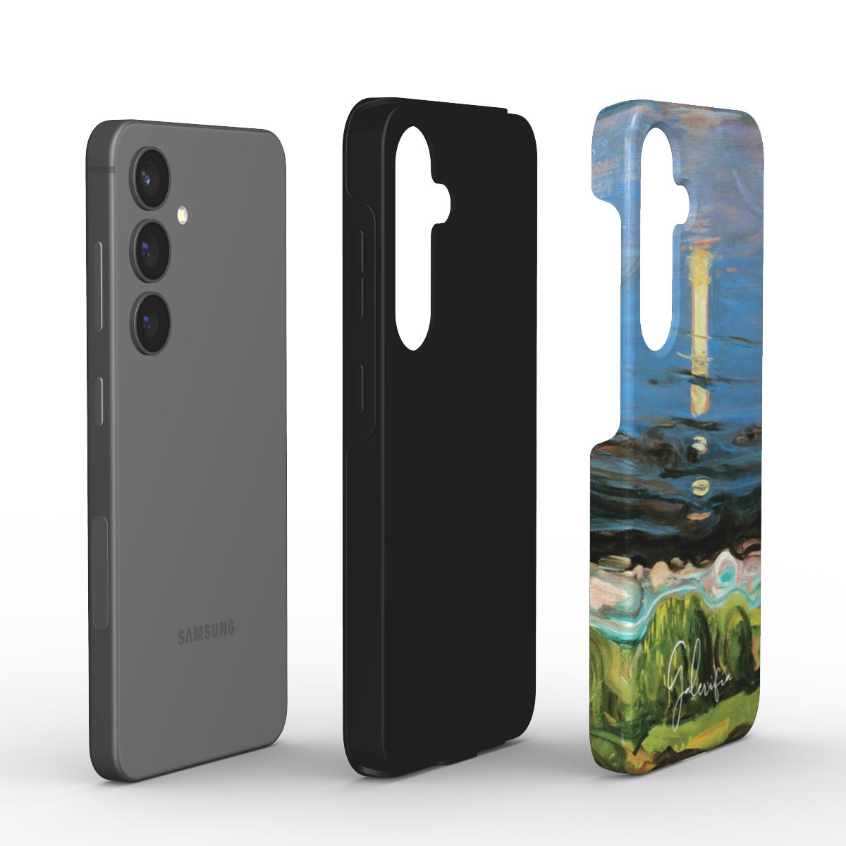 Edge detail of Summer Night on the Beach by Edvard Munch Samsung Galaxy case