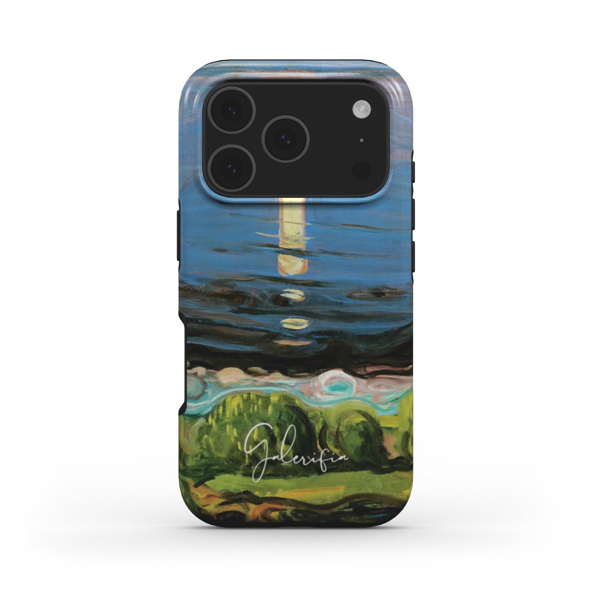 Back view of Summer Night on the Beach by Edvard Munch printed on an iPhone case