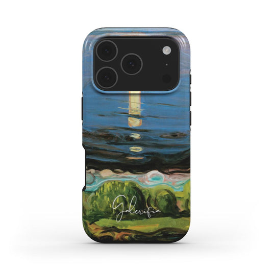 Back view of Summer Night on the Beach by Edvard Munch printed on an iPhone case