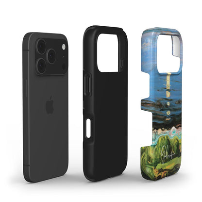 Edge detail of Summer Night on the Beach by Edvard Munch iPhone case