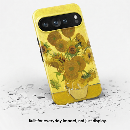 Angled view of Sunflowers by Vincent van Gogh tough Google Pixel case