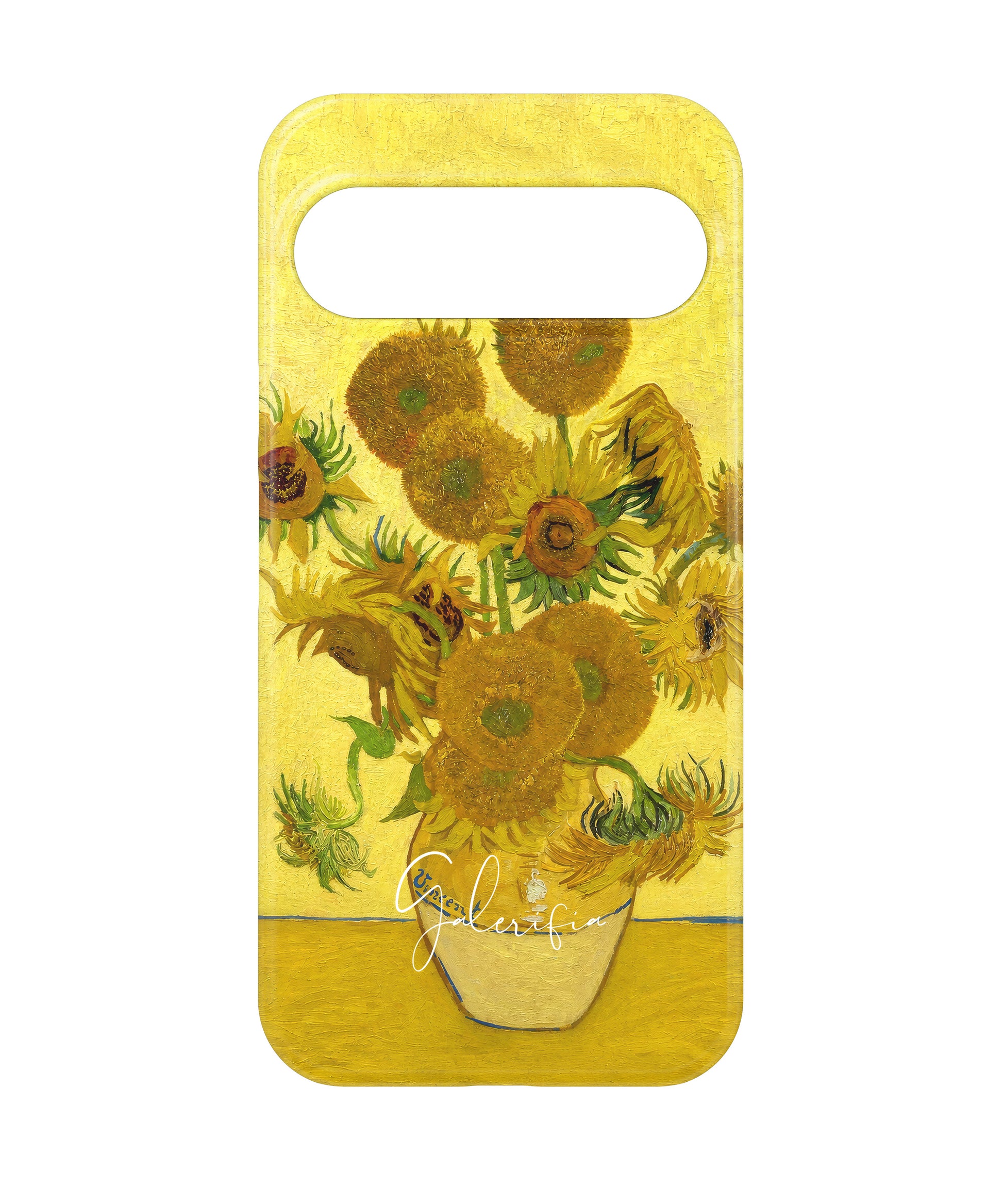 Close-up camera cutout view of Sunflowers by Vincent van Gogh Google Pixel phone case