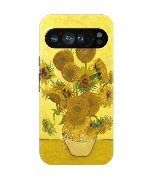 Sunflowers by Vincent van Gogh printed on a tough Google Pixel phone case front view