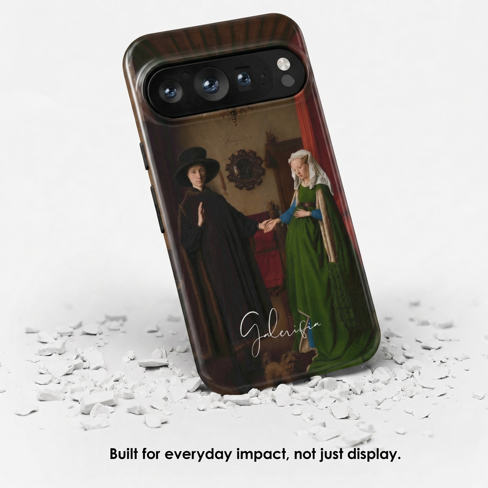 Angled view of The Arnolfini Portrait by Jan van Eyck tough Google Pixel case