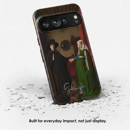 Angled view of The Arnolfini Portrait by Jan van Eyck tough Google Pixel case