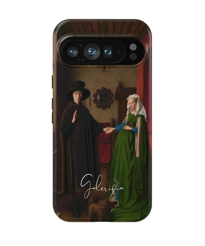 The Arnolfini Portrait by Jan van Eyck printed on a tough Google Pixel phone case front view