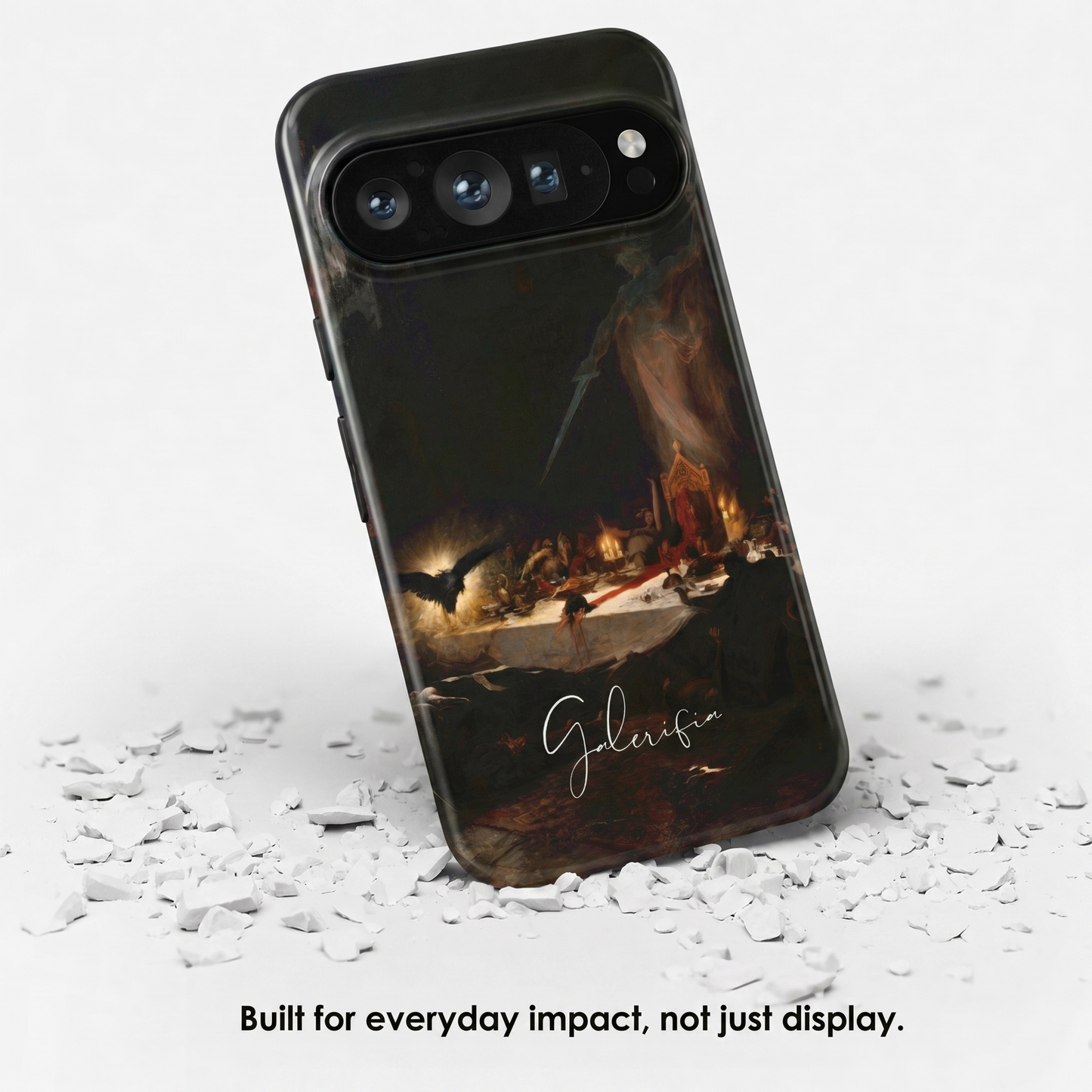 Angled view of The Black Mass by Martin van Maële tough Google Pixel case