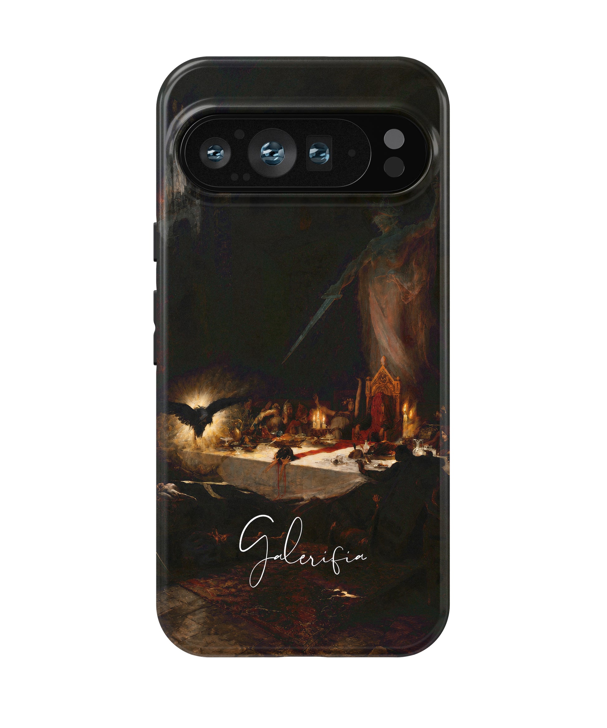 Close-up camera cutout view of The Black Mass by Martin van Maële Google Pixel phone case