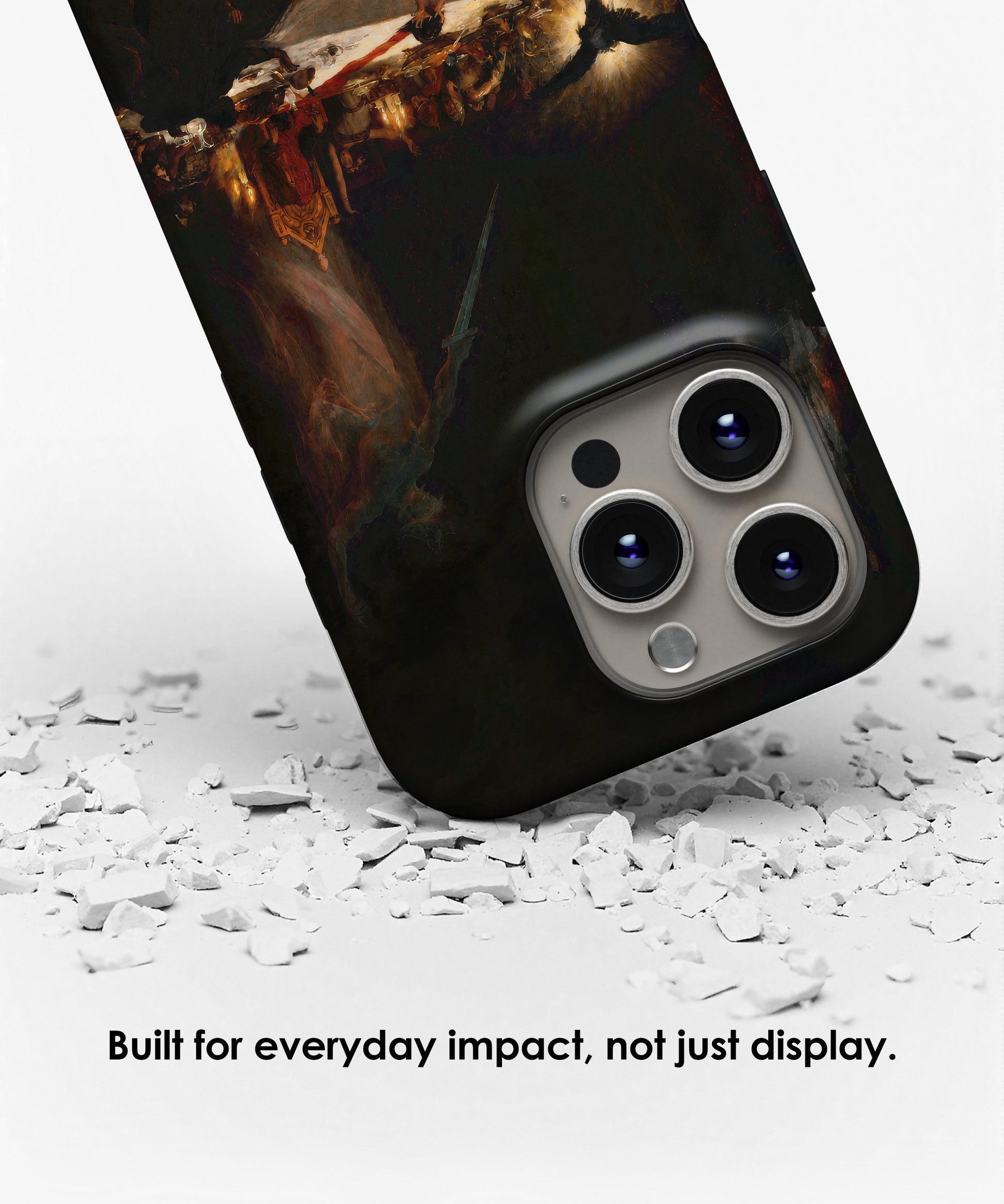 Protective tough iPhone case featuring The Black Mass by Martin van Maële displayed with impact resistant design by Galerifia.