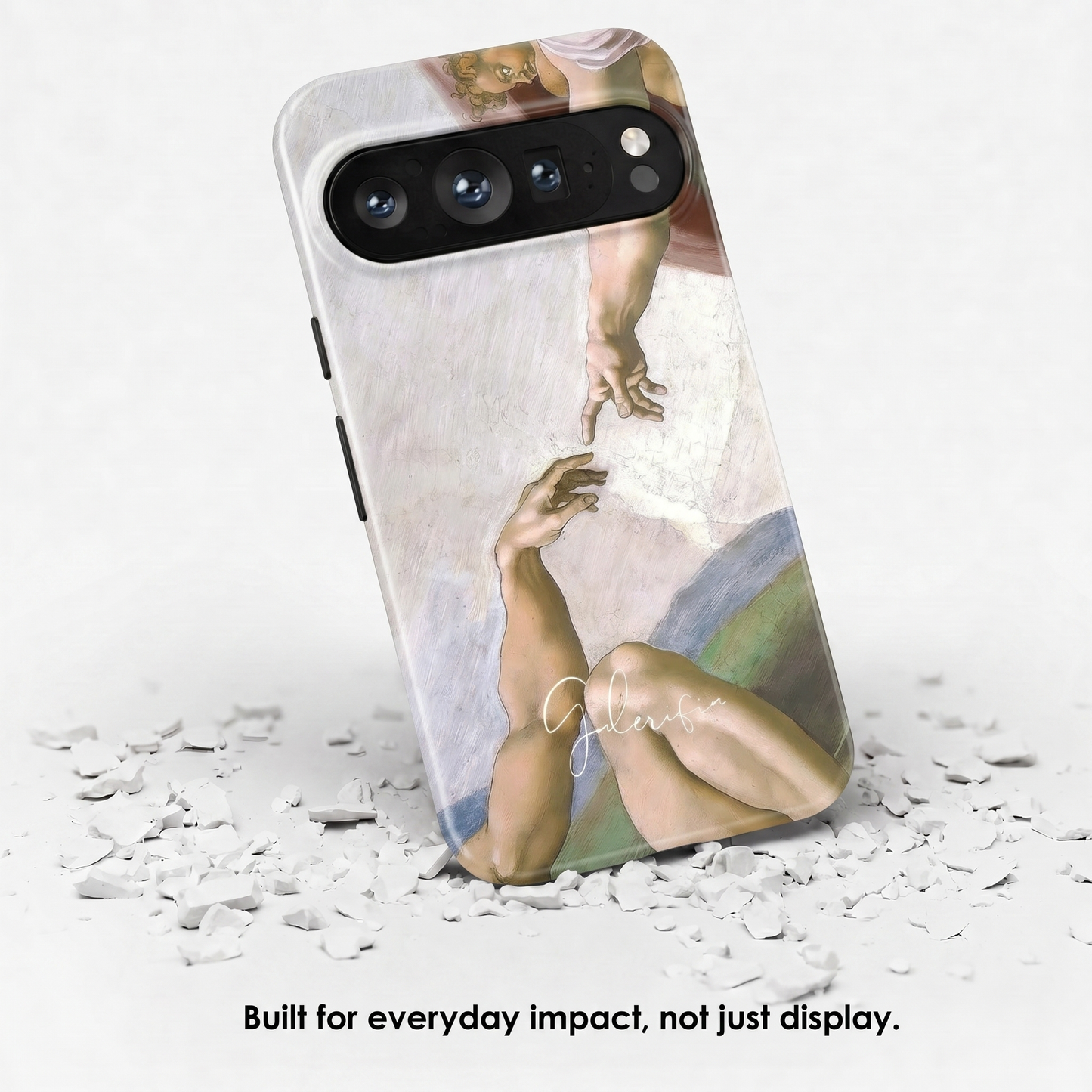 Angled view of The Creation of Adam fresco detail by Michelangelo tough Google Pixel case