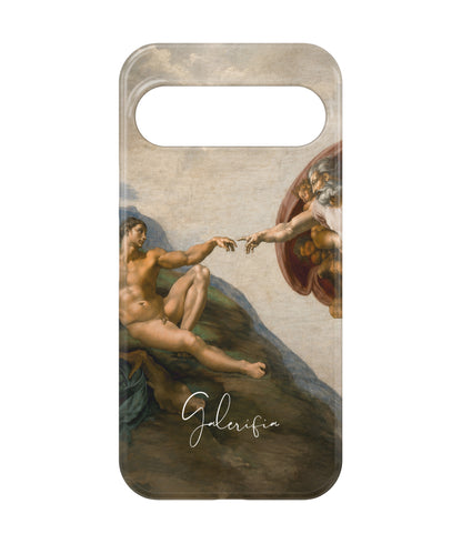 Angled view of The Creation of Adam by Michelangelo Google Pixel tough phone case