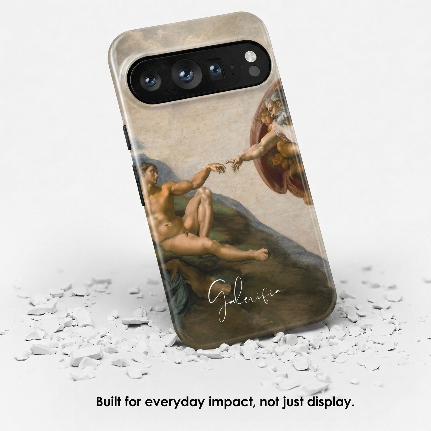 Angled view of The Creation of Adam by Michelangelo tough Google Pixel case