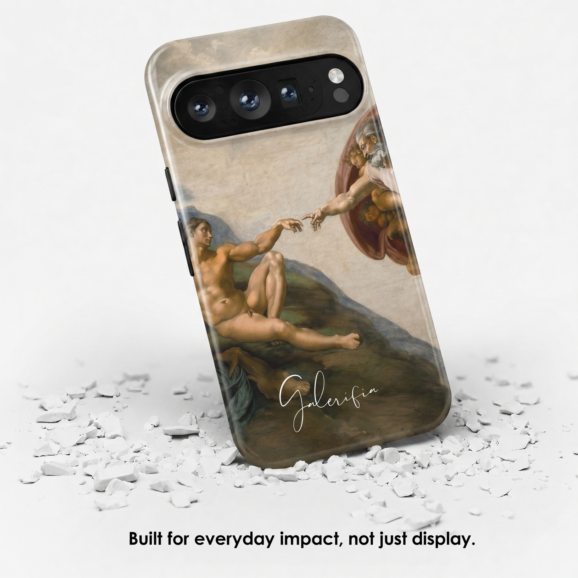 Angled view of The Creation of Adam by Michelangelo tough Google Pixel case