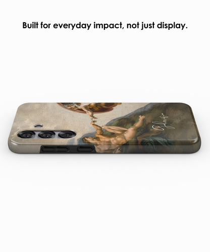 Angled view of The Creation of Adam by Michelangelo tough Samsung Galaxy case