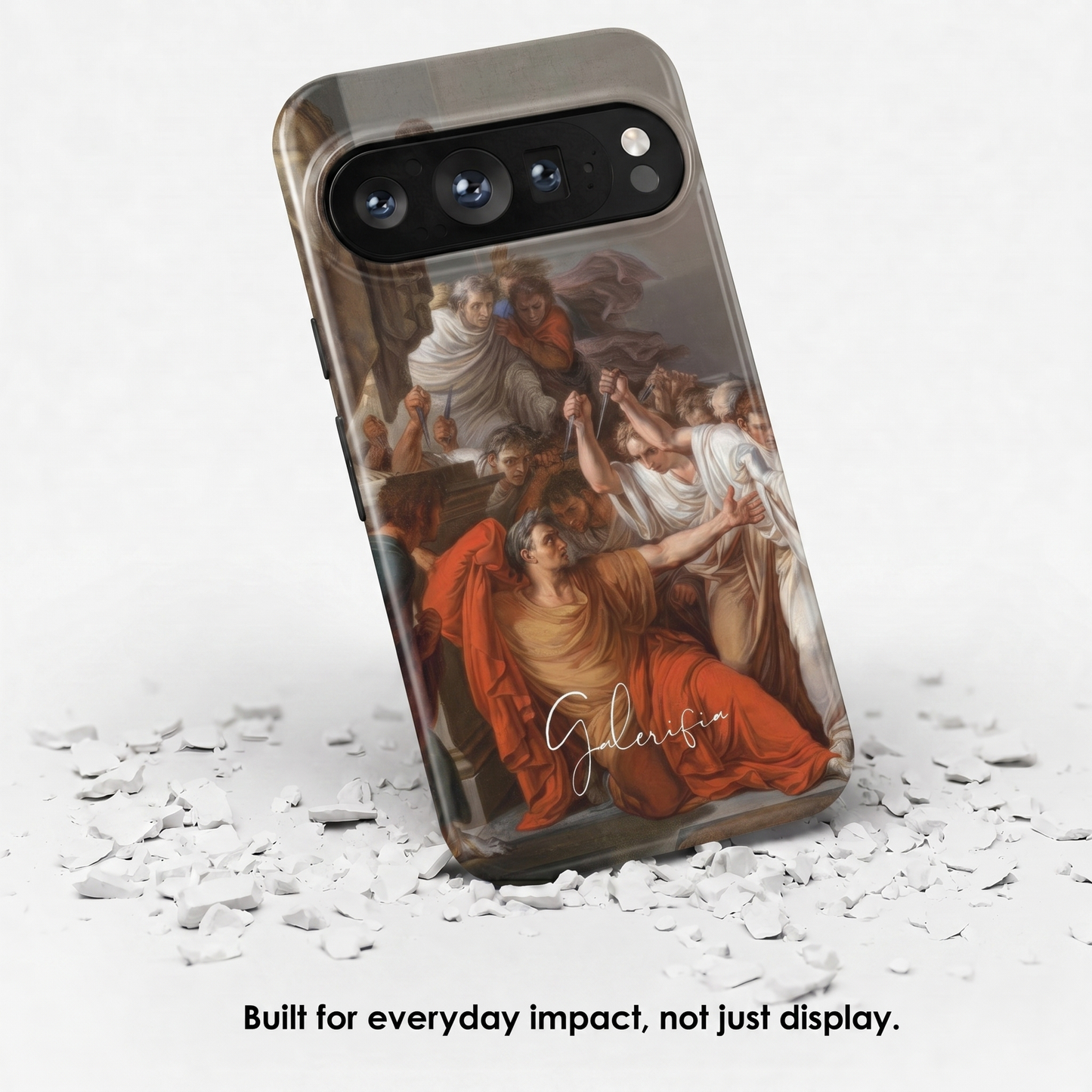 Angled view of The Death of Julius Caesar by Vincenzo Camuccini tough Google Pixel case