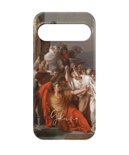 Close-up camera cutout view of The Death of Julius Caesar by Vincenzo Camuccini Google Pixel phone case