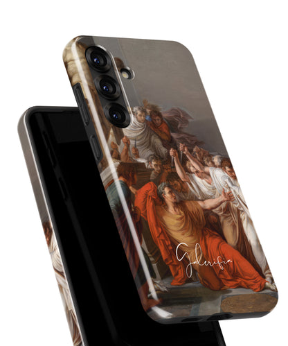 Close-up camera cutout view of The Death of Julius Caesar by Vincenzo Camuccini Samsung Galaxy phone case
