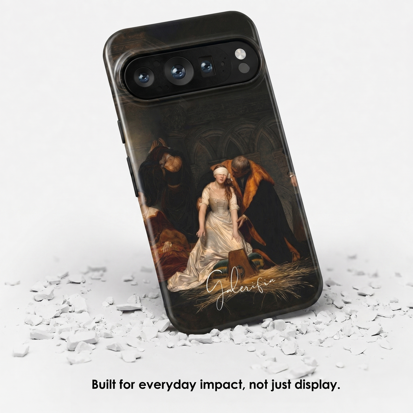 Angled view of The Execution of Lady Jane Grey by Paul Delaroche tough Google Pixel case