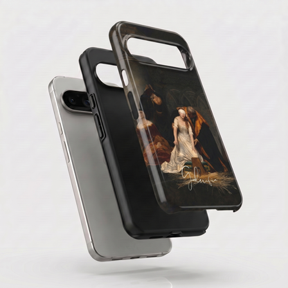 Exploded view of tough Google Pixel case featuring The Execution of Lady Jane Grey by Paul Delaroche artwork