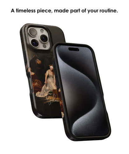 Lifestyle render of The Execution of Lady Jane Grey by Paul Delaroche premium iPhone case designed for everyday protection by Galerifia.