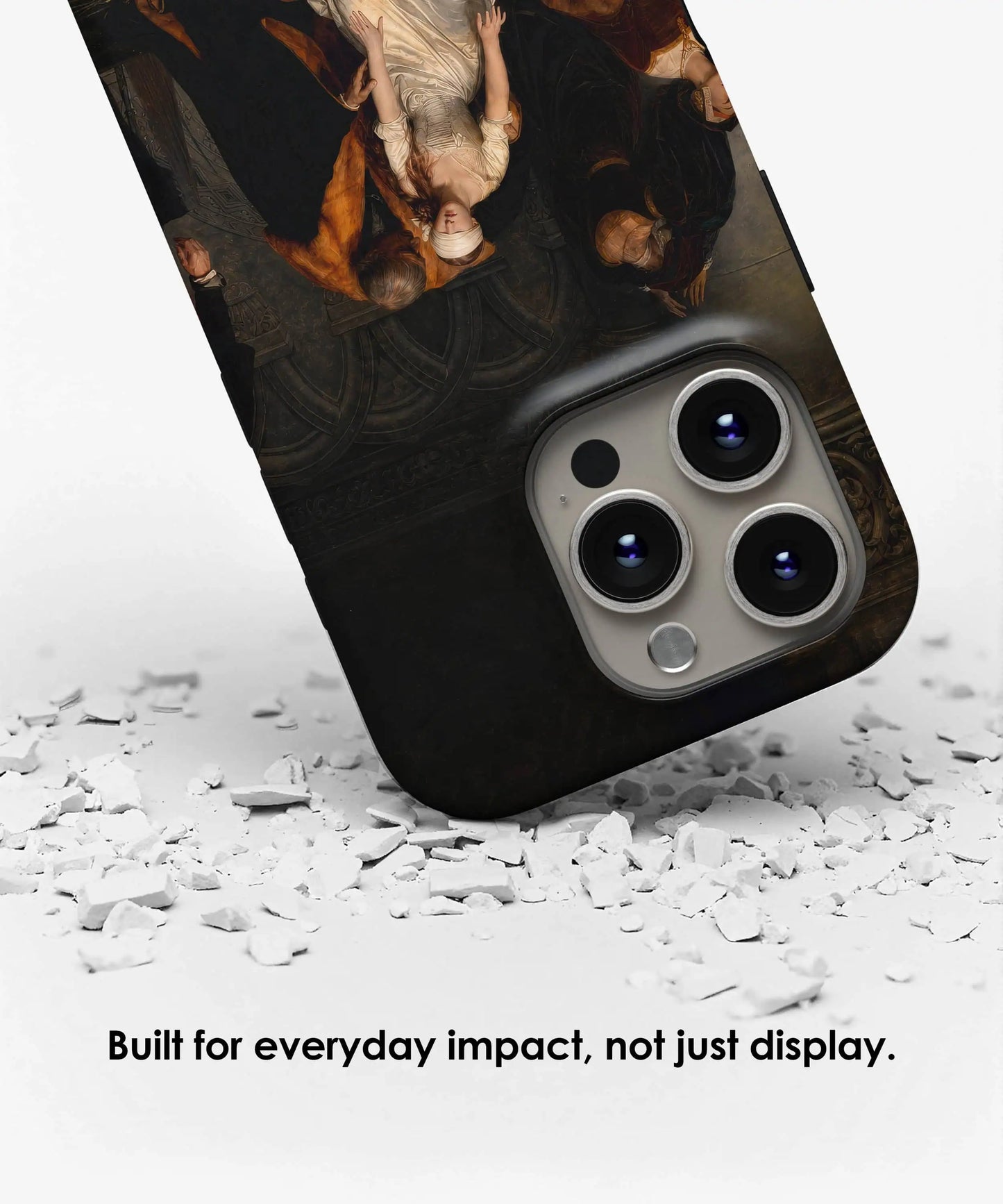 Protective tough iPhone case featuring The Execution of Lady Jane Grey by Paul Delaroche displayed with impact resistant design by Galerifia.