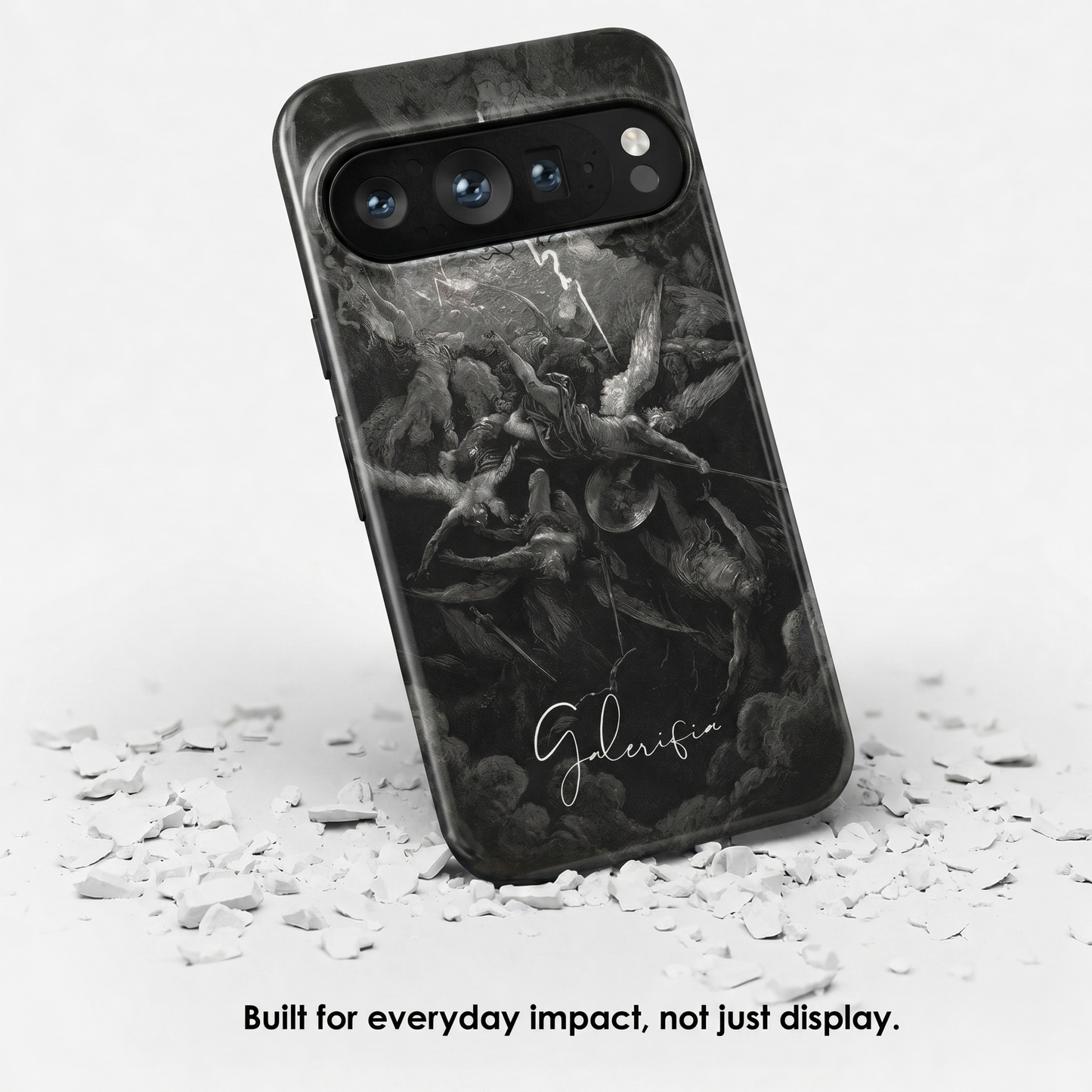 Angled view of The Fall of the Rebel Angels by Gustave Doré tough Google Pixel case