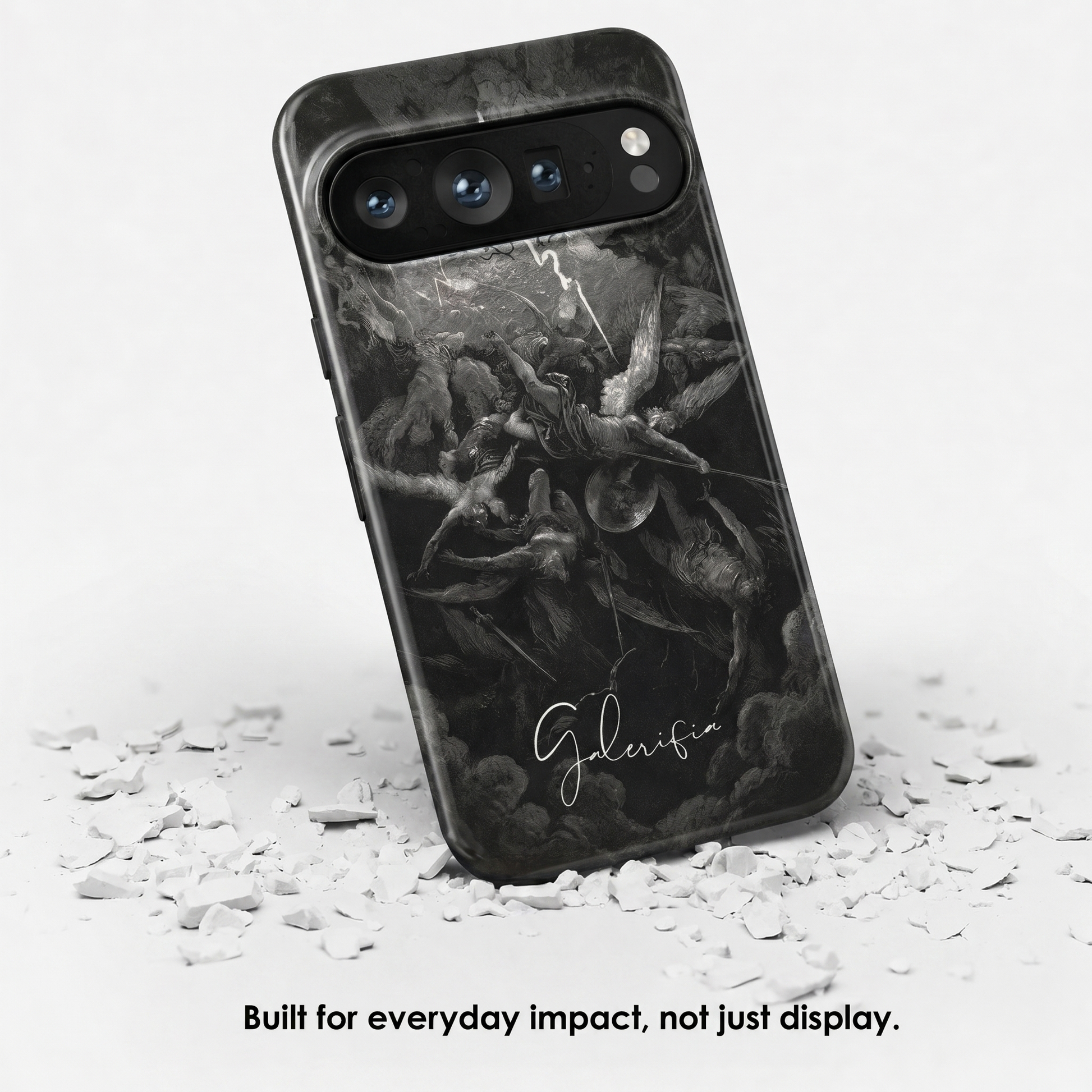 Angled view of The Fall of the Rebel Angels by Gustave Doré tough Google Pixel case