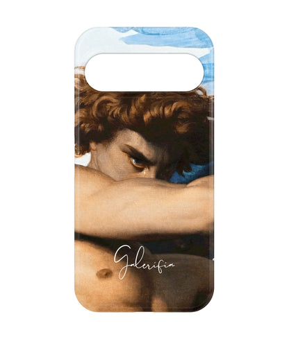 Close-up camera cutout view of The Fallen Angel by Alexandre Cabanel Google Pixel phone case