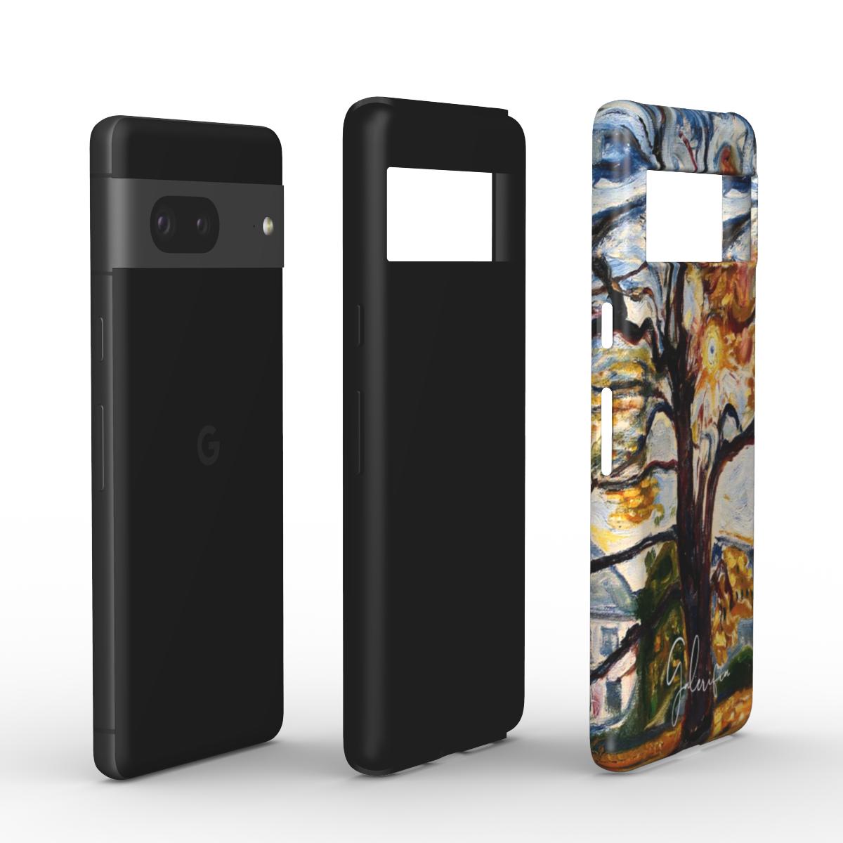 Edge detail of The Oak by Edvard Munch Google Pixel case