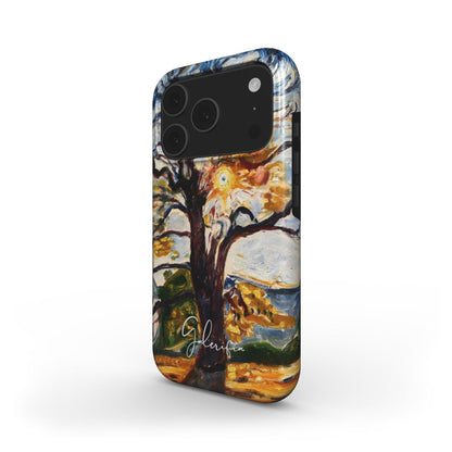 Side profile of The Oak Edvard Munch iPhone case showing slim protective edges
