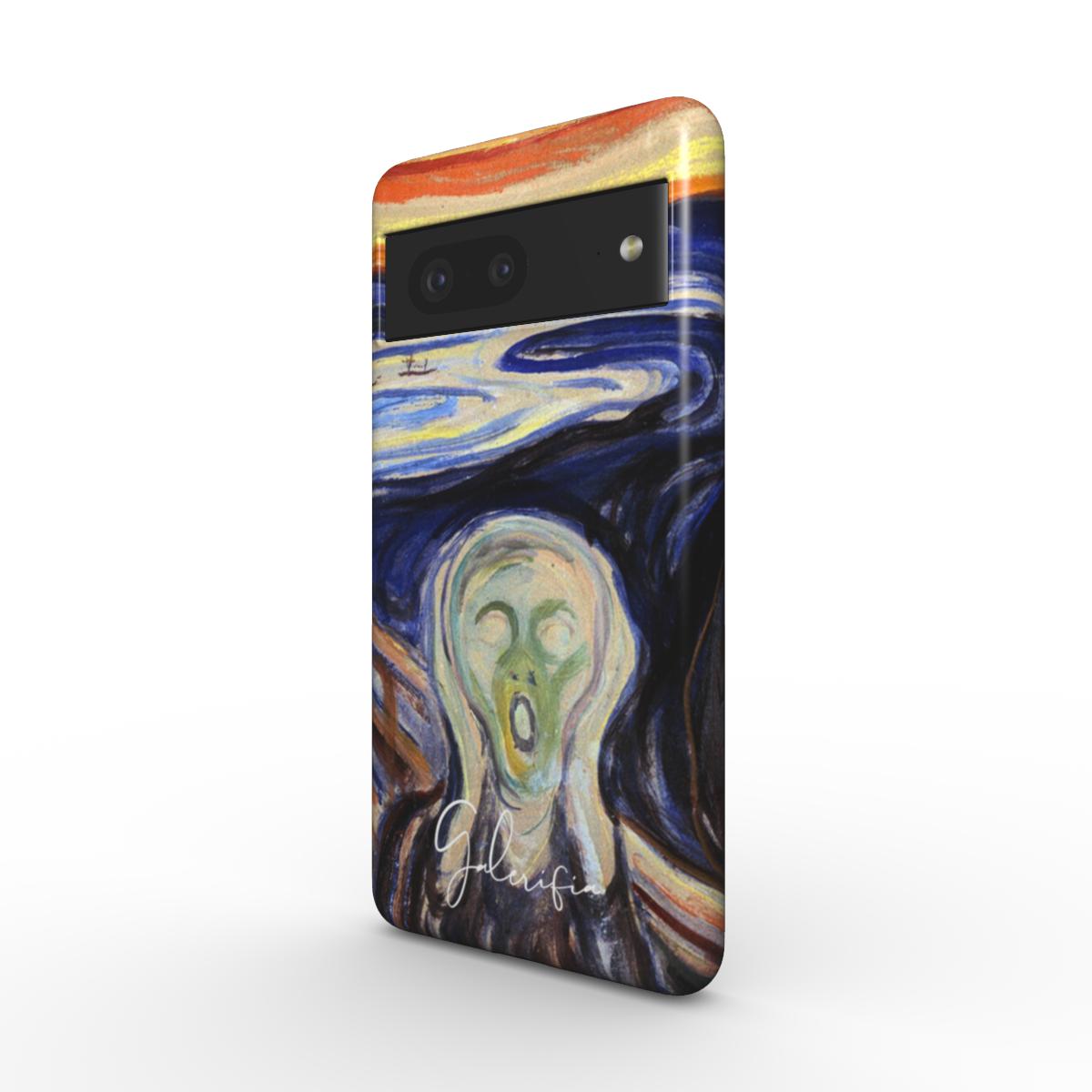 Side profile of The Scream Edvard Munch Google Pixel case showing slim protective edges