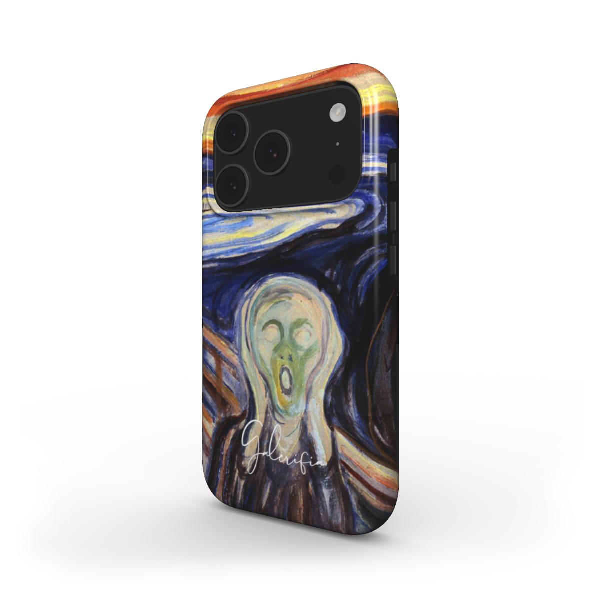 Side profile of The Scream Edvard Munch iPhone case showing slim protective edges