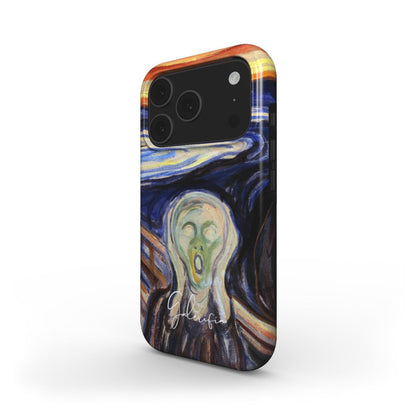 Side profile of The Scream Edvard Munch iPhone case showing slim protective edges
