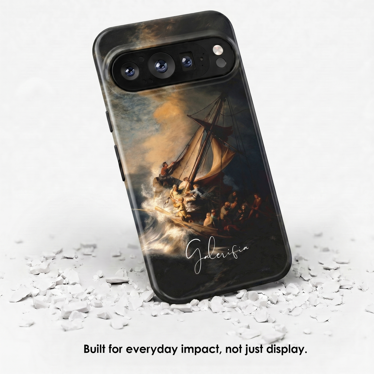 Angled view of The Storm on the Sea of Galilee by Rembrandt van Rijn tough Google Pixel case