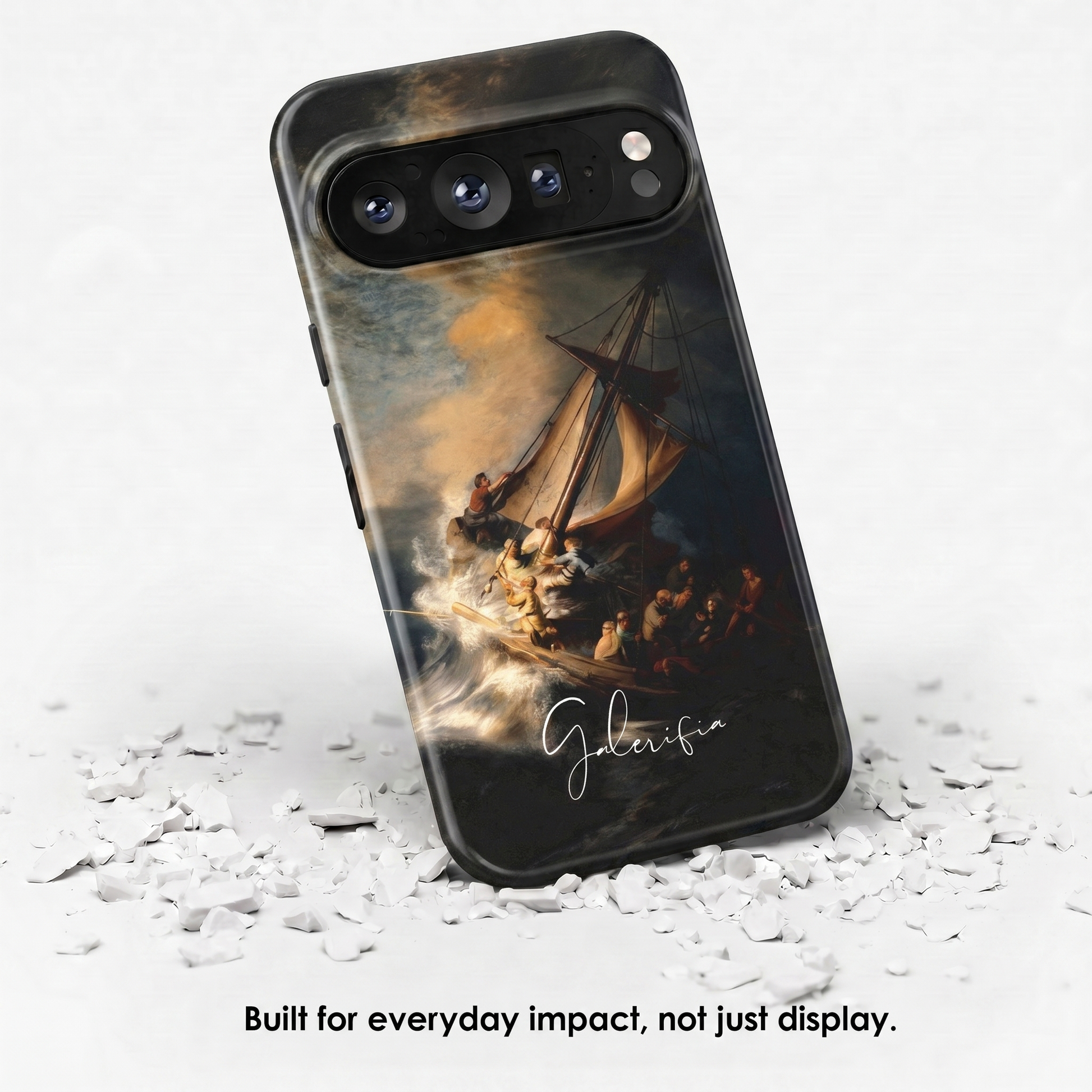 Angled view of The Storm on the Sea of Galilee by Rembrandt van Rijn tough Google Pixel case