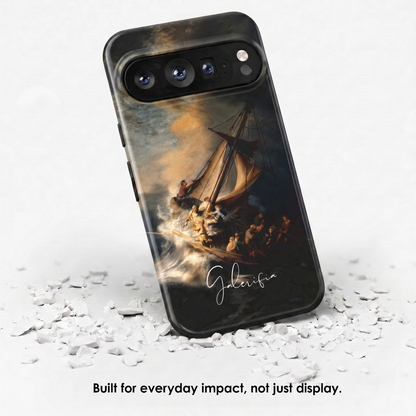 Angled view of The Storm on the Sea of Galilee by Rembrandt van Rijn tough Google Pixel case