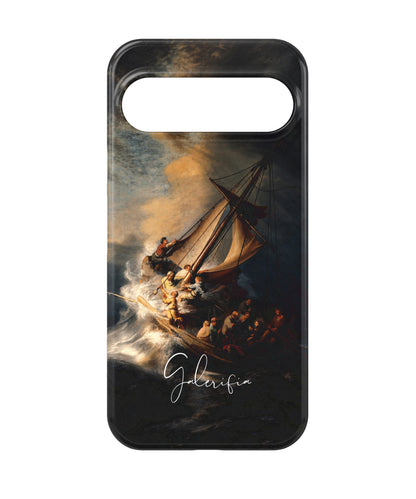 Close-up camera cutout view of The Storm on the Sea of Galilee by Rembrandt van Rijn Google Pixel phone case